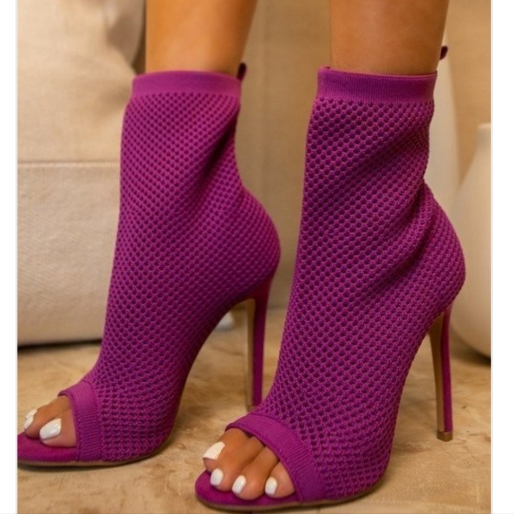 SoMe - Purple Peep Toe Stiletto Booties